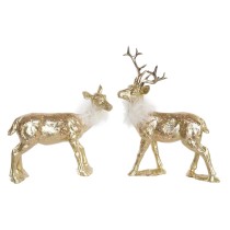 Weihnachtsschmuck DKD Home Decor Gold Harz Rentier (17,5 x 9 x 22,5 cm) (2 Stück)