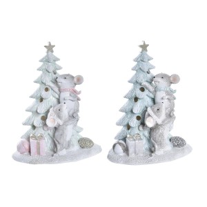 Weihnachtsschmuck DKD Home Decor Mouse Harz (13 x 8,5 x 16 cm) (2 Stück)