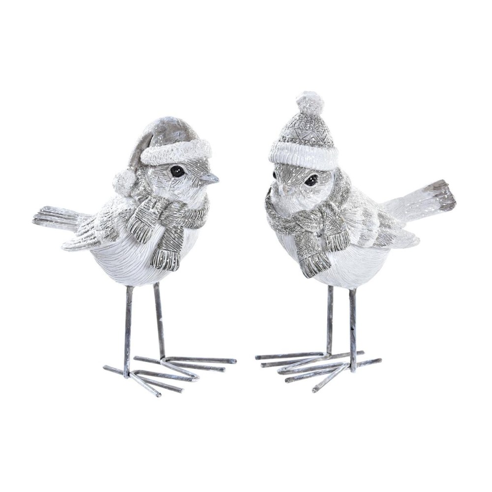 Weihnachtsschmuck DKD Home Decor Harz Fugl (10,5 x 5,5 x 10,5 cm) (2 Stück)