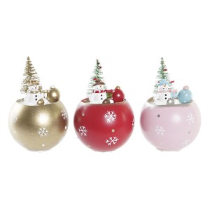 Weihnachtsschmuck DKD Home Decor Rot Rosa Gold Holz MDF (8 x 8 x 11 cm) (3 Stück)