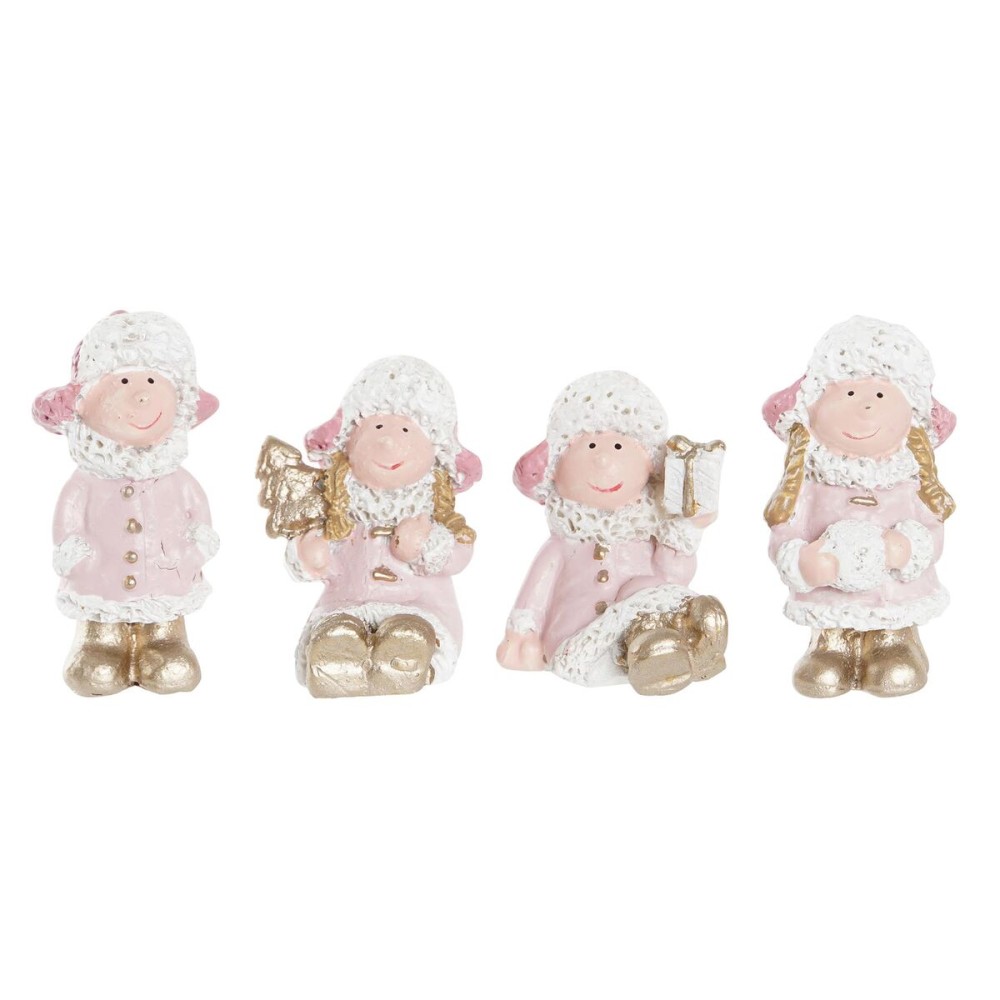 Weihnachtsschmuck DKD Home Decor Harz Engel (3,5 x 2,5 x 4 cm) (4 Stück)