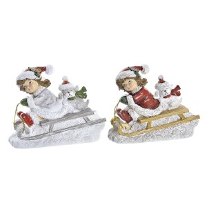 Weihnachtsschmuck DKD Home Decor Rot Gold Weiß Harz (13 x 6 x 10,5 cm) (2 Stück)