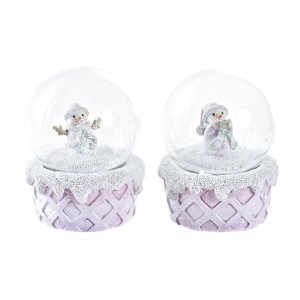 Bonhomme de Neige DKD Home Decor Blanc Rose 7 x 7 x 9 cm (2 Unités)