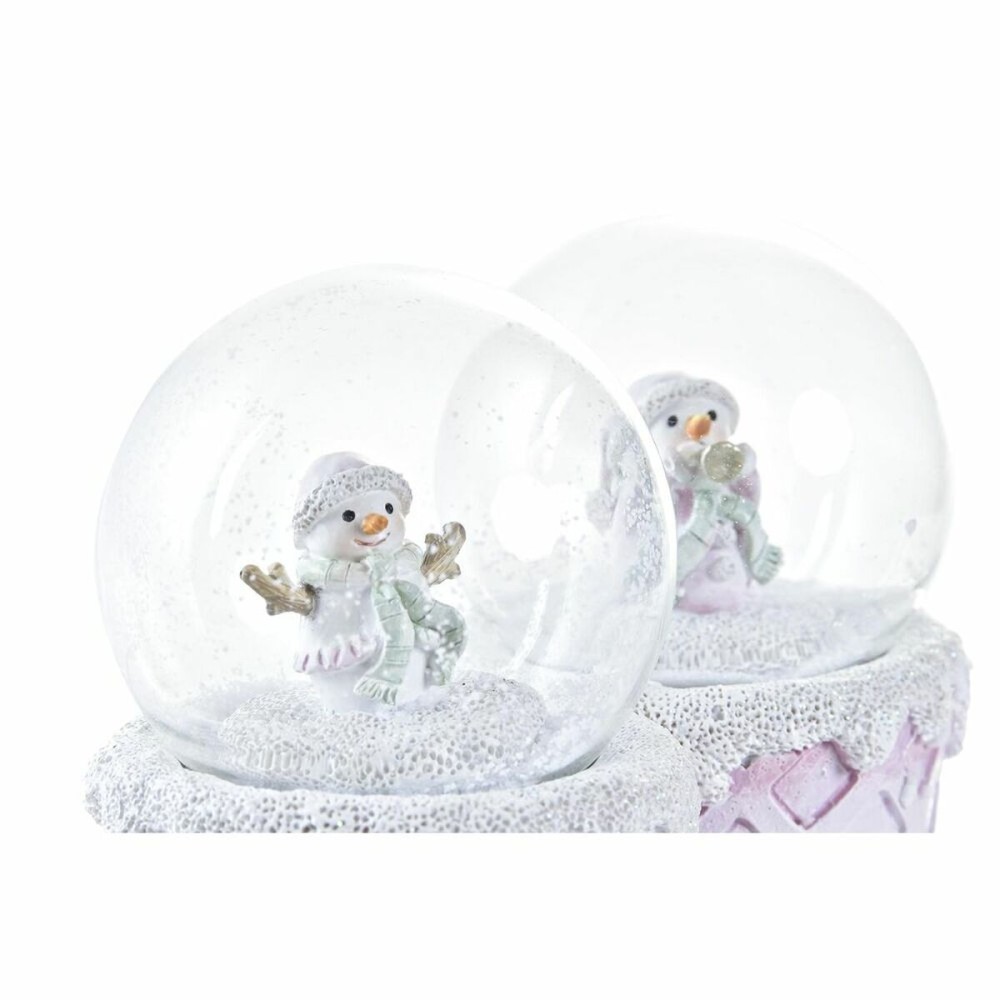 Bonhomme de Neige DKD Home Decor Blanc Rose 7 x 7 x 9 cm (2 Unités)