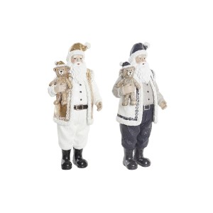 Weihnachtsschmuck DKD Home Decor Grau Gold Weiß Harz Weihnachtsmann (12 x 9 x 27 cm) (2 Stück)