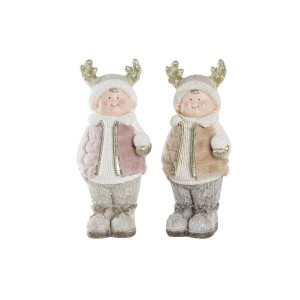 Weihnachtsschmuck DKD Home Decor Rosa Gold Weiß Kinder Magnesium (20,5 x 18 x 49,5 cm) (2 Stück)