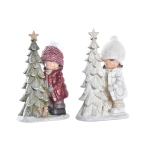 Weihnachtsschmuck DKD Home Decor Rot Gold Weiß grün Harz Glitzernd Kinder (17 x 11 x 27,5 cm) (2 Stück)