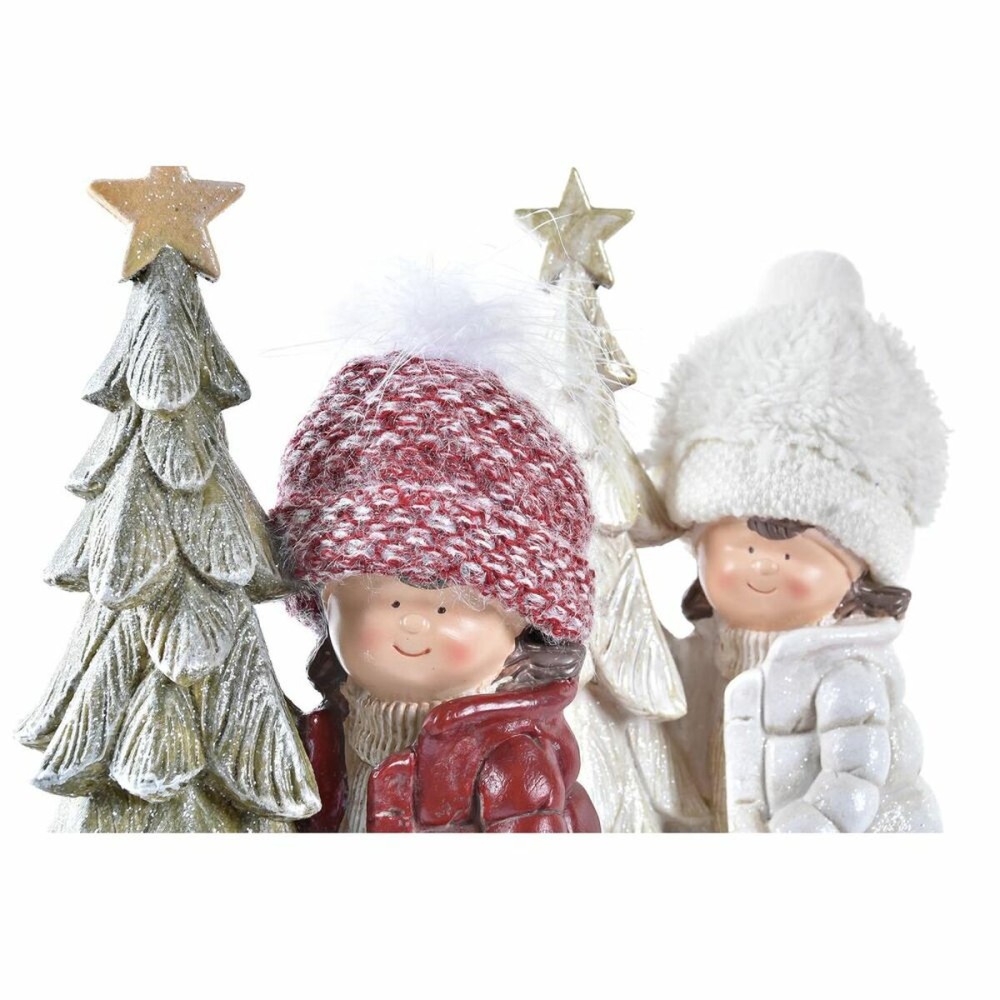 Weihnachtsschmuck DKD Home Decor Rot Gold Weiß grün Harz Glitzernd Kinder (17 x 11 x 27,5 cm) (2 Stück)