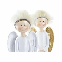 Weihnachtsschmuck DKD Home Decor Silberfarben Gold Weiß Harz Engel (7,5 x 5 x 21,5 cm) (2 Stück)