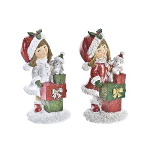 Weihnachtsschmuck DKD Home Decor Harz Mädchen (6,5 x 6,5 x 12 cm) (2 Stück)