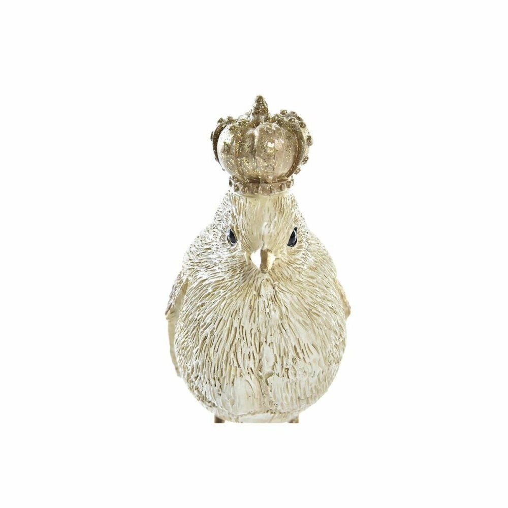 Weihnachtsschmuck DKD Home Decor Beige Gold Harz Fugl (11 x 5 x 9,5 cm) (2 Stück)