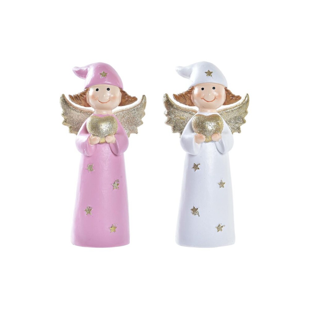Weihnachtsschmuck DKD Home Decor Porzellan Engel (7 x 5 x 14 cm) (2 Stück)