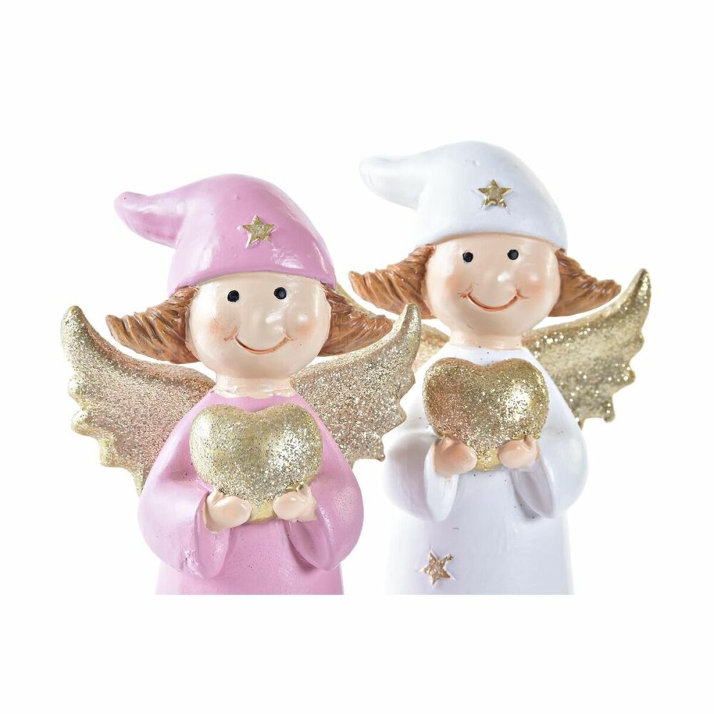 Weihnachtsschmuck DKD Home Decor Porzellan Engel (7 x 5 x 14 cm) (2 Stück)