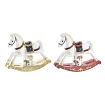 Weihnachtsschmuck DKD Home Decor Pferd Rot Gold Weiß Harz (14 x 4 x 11 cm) (2 Stück)