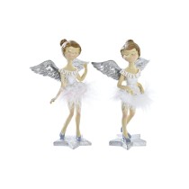 Décorations de Noël DKD Home Decor Résine Ange (11 x 9 x 17 cm) (2 Unités)