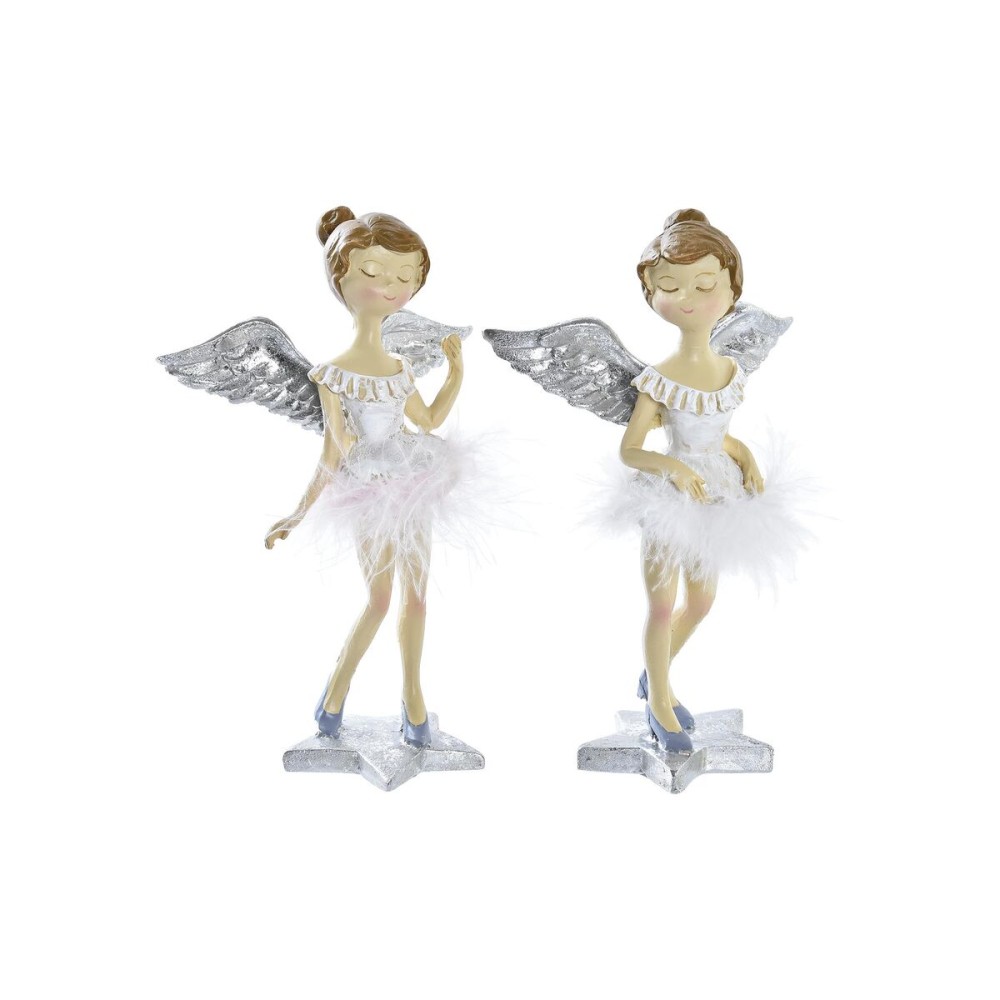 Weihnachtsschmuck DKD Home Decor Harz Engel (11 x 9 x 17 cm) (2 Stück)