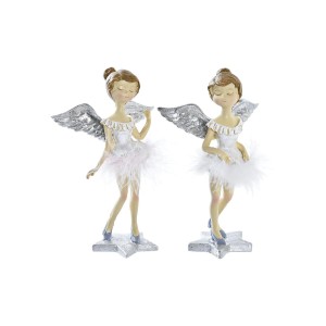 Weihnachtsschmuck DKD Home Decor Harz Engel (11 x 9 x 17 cm) (2 Stück)