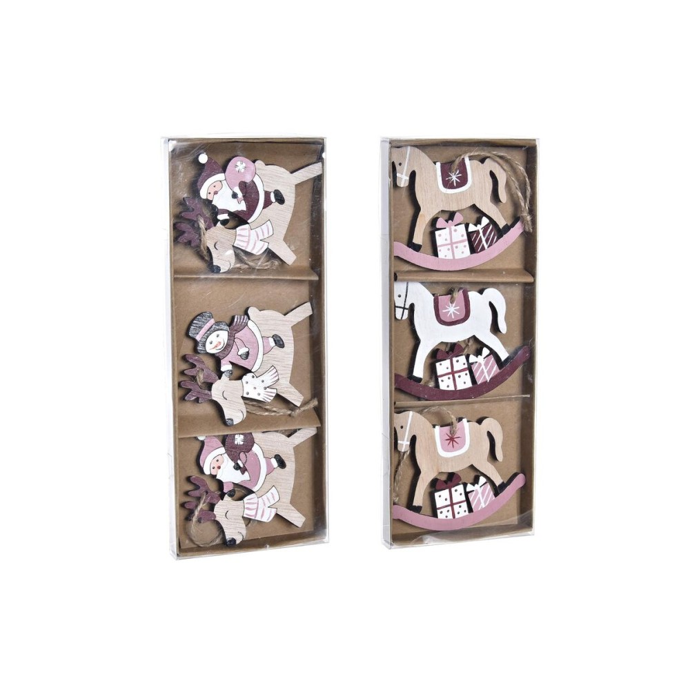 Ensemble Décorations de Noël DKD Home Decor Bois MDF (21 x 8,2 x 1,5 cm) (8 cm) (2 Unités)