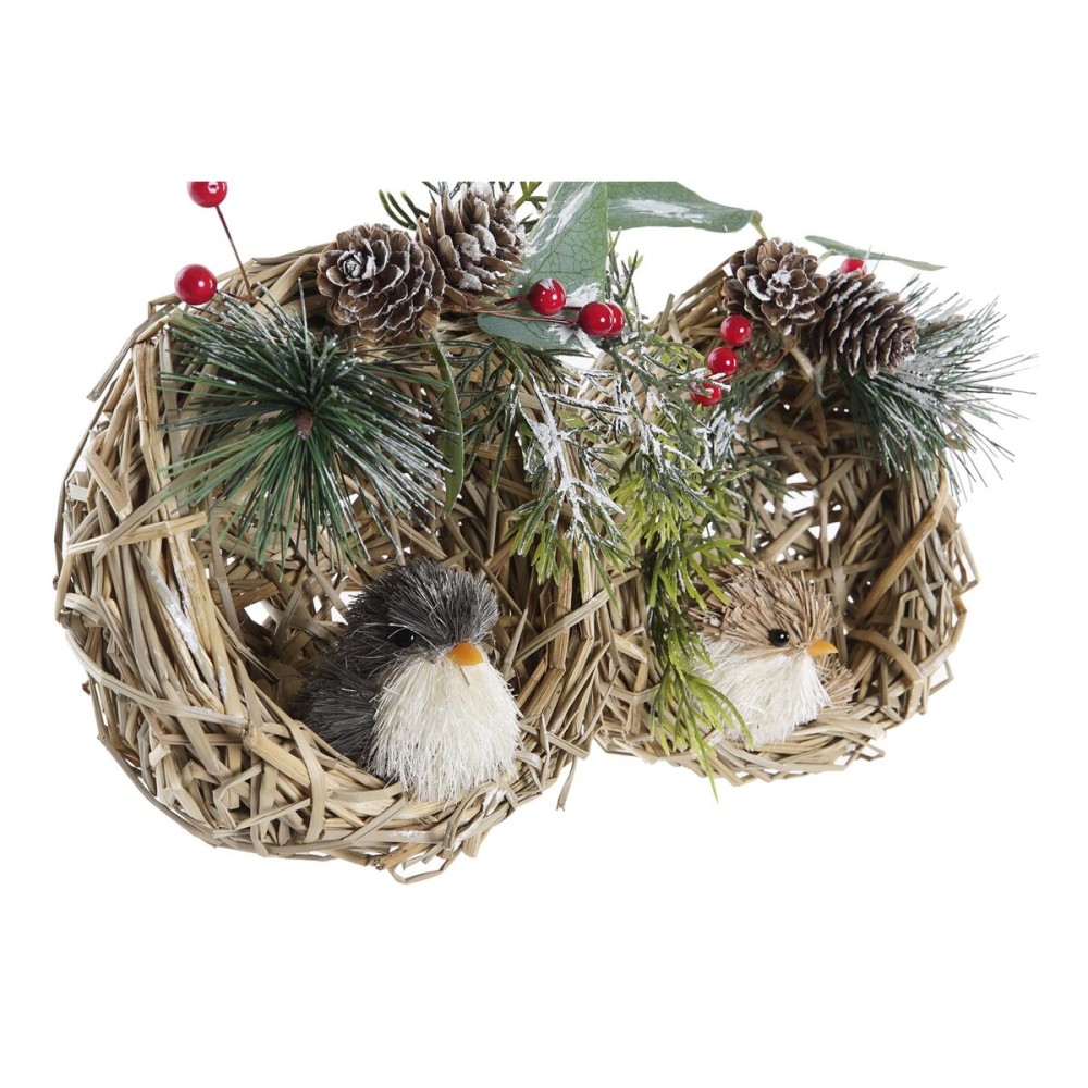 Décorations de Noël DKD Home Decor Polyester Rotin (14 x 11 x 15 cm) (2 Unités)