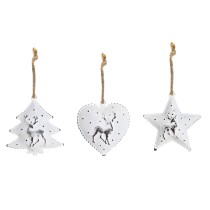 Ensemble Décorations de Noël DKD Home Decor Métal (12 x 12 x 3 cm) (3 Unités)