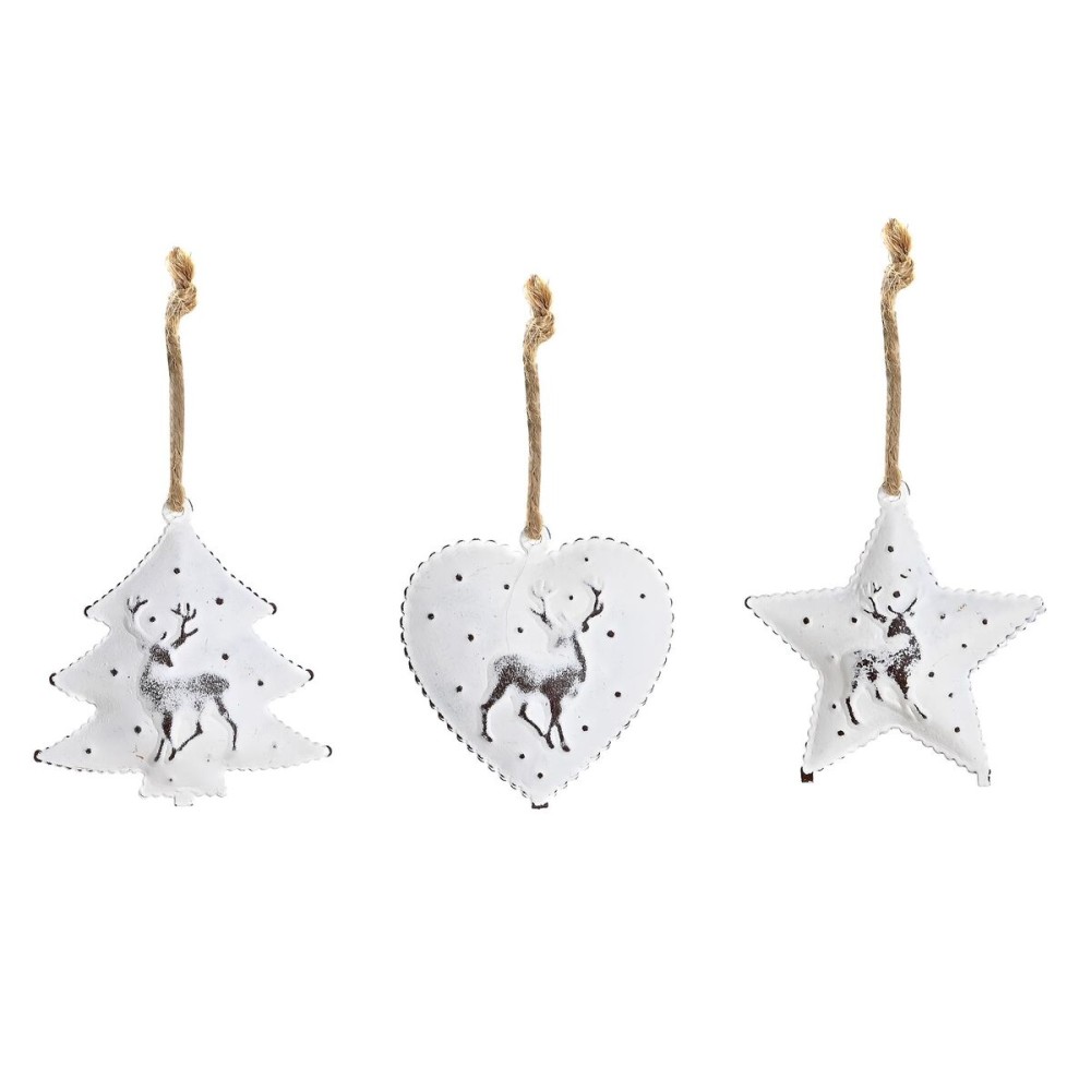 Ensemble Décorations de Noël DKD Home Decor Métal (12 x 12 x 3 cm) (3 Unités)
