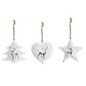 Ensemble Décorations de Noël DKD Home Decor Métal (12 x 12 x 3 cm) (3 Unités)