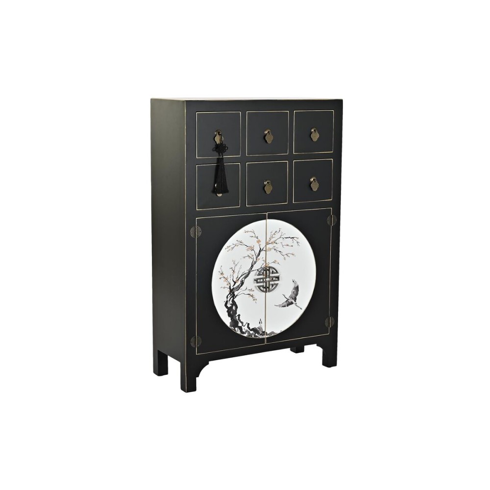 Chest of drawers DKD Home Decor Black Golden Fir MDF Wood Oriental 63 x 28 x 101 cm