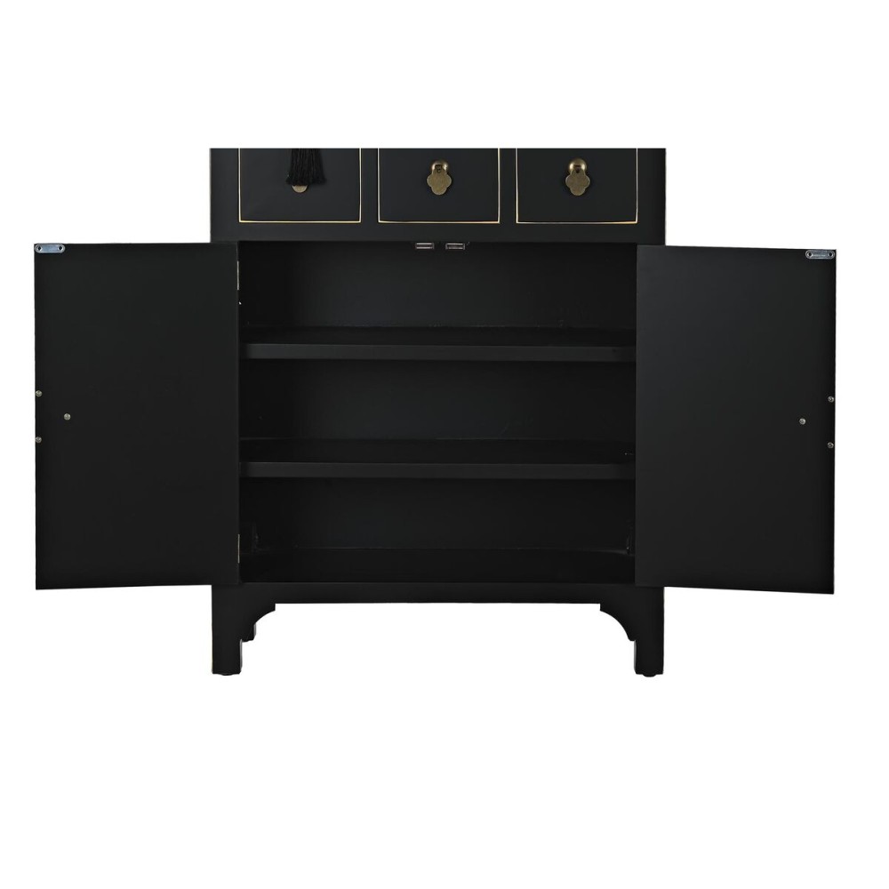 Chest of drawers DKD Home Decor Black Golden Fir MDF Wood Oriental 63 x 28 x 101 cm