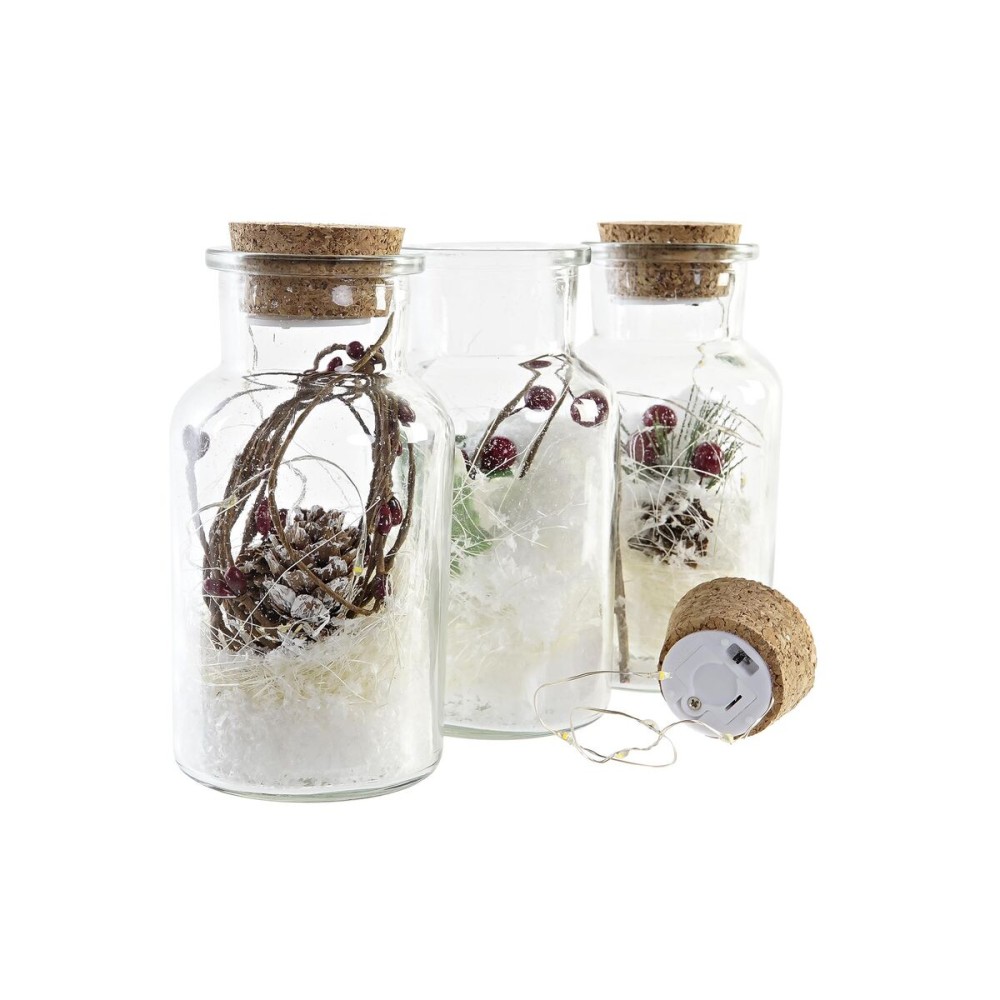 Leuchtende Dekoration DKD Home Decor Weihnachten natürlich (6 x 6 x 14 cm) (3 Stück)