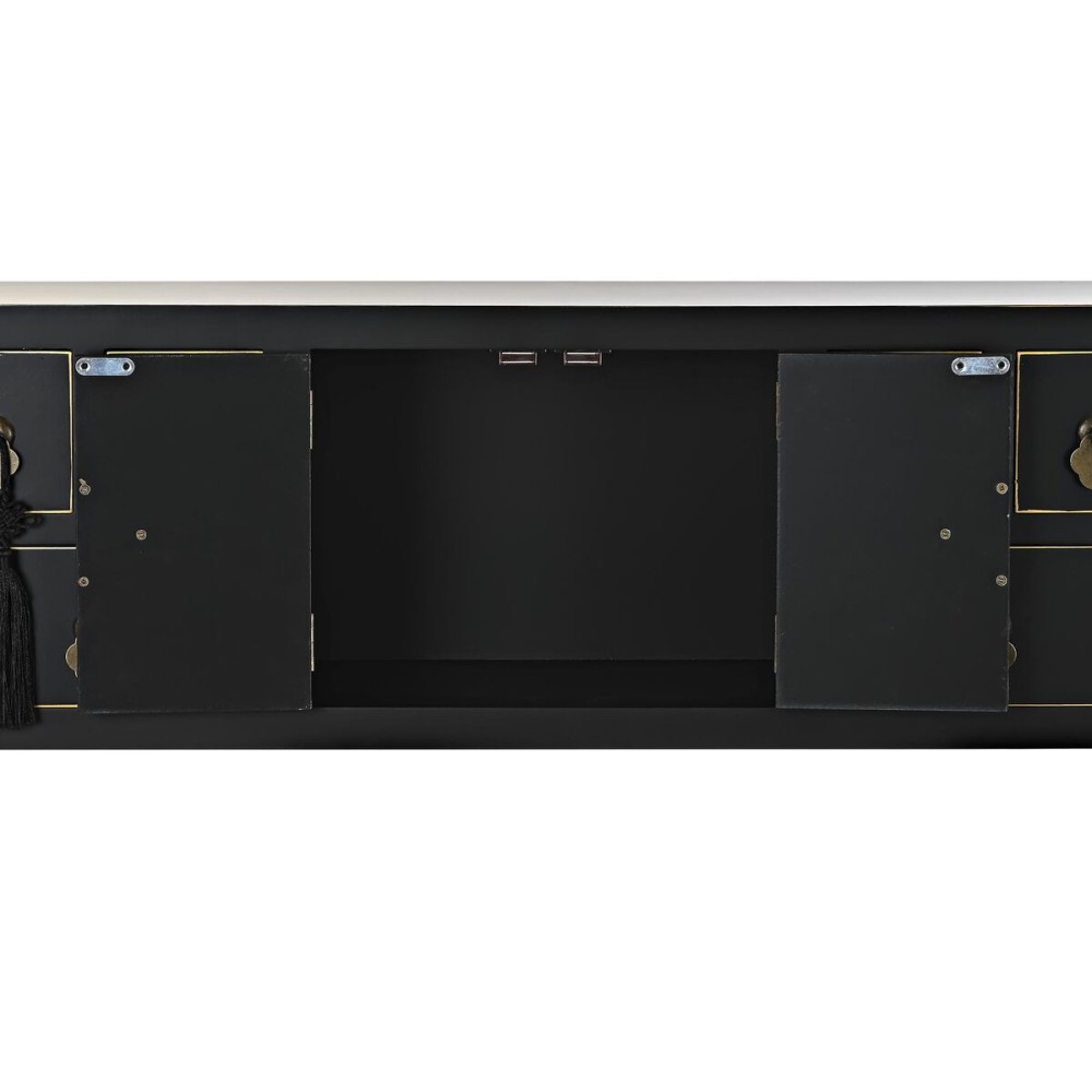 Side table DKD Home Decor 95 x 26 x 79 cm Fir Black Golden Metal White MDF Wood