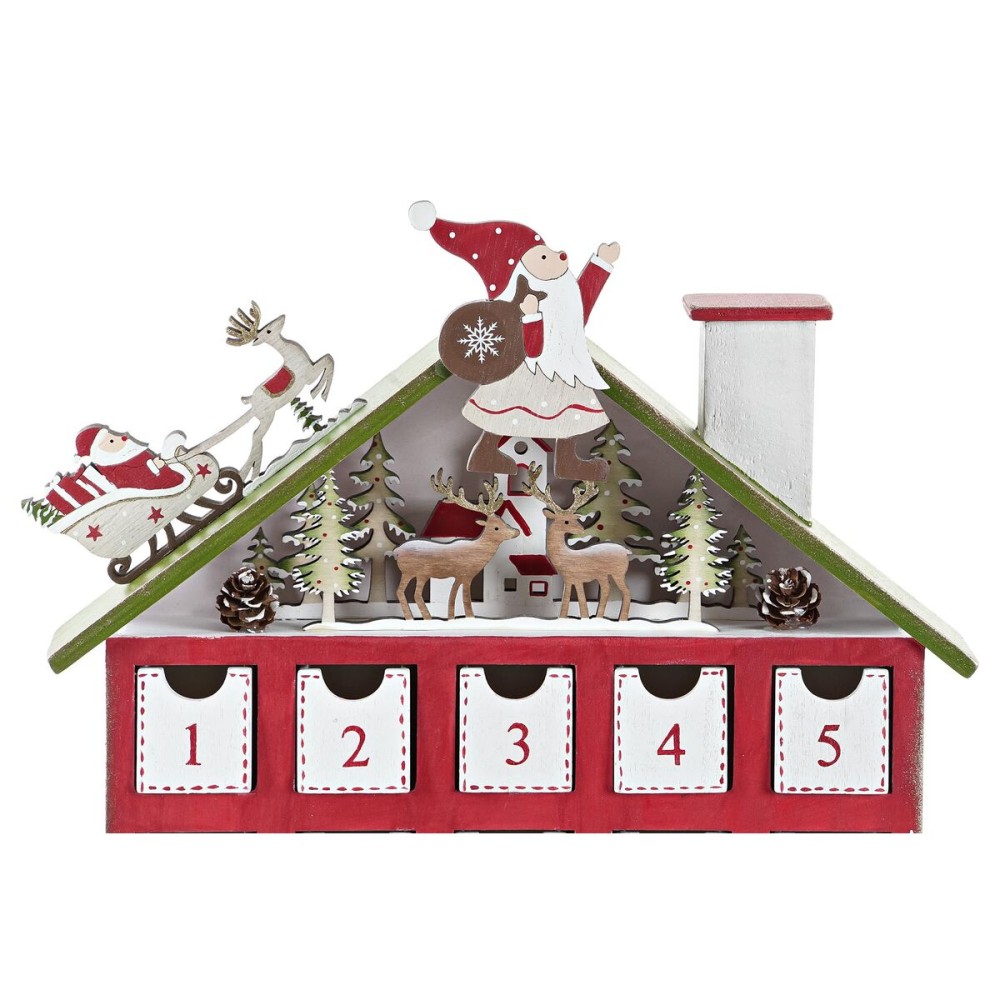 Calendrier de l’Avent DKD Home Decor Bois Maison (27 x 7 x 40 cm) (2 Unités)