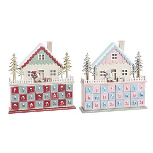 Adventskalender DKD Home Decor Holz Haus (32 x 8 x 33 cm) (2 Stück)