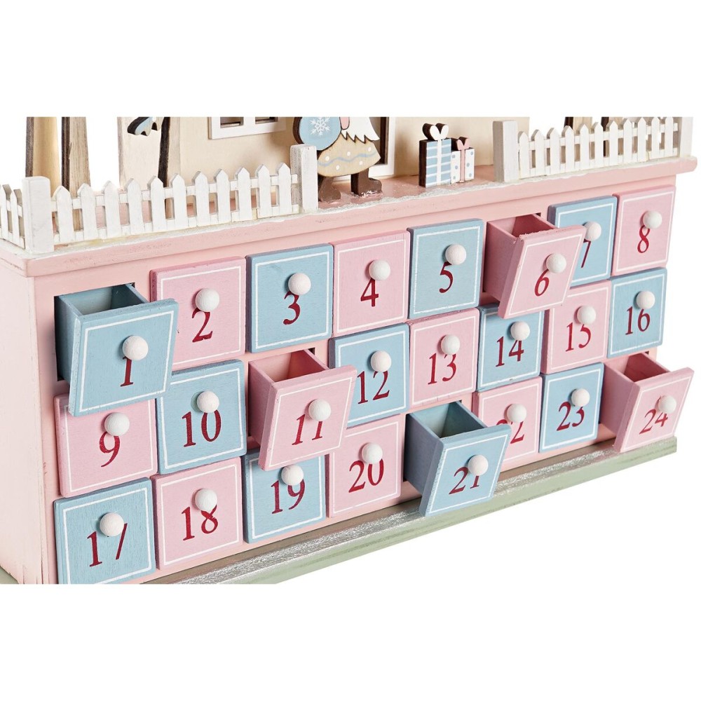 Adventskalender DKD Home Decor Holz Haus (32 x 8 x 33 cm) (2 Stück)