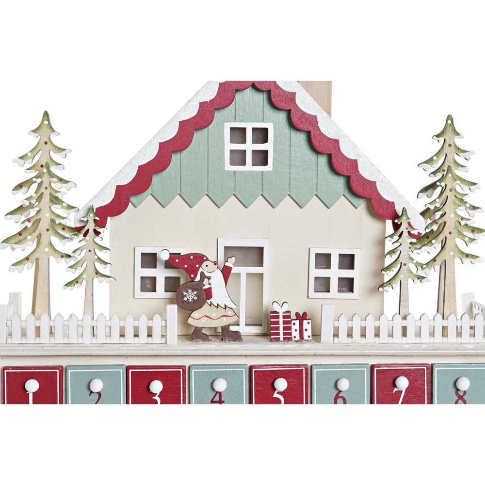 Calendrier de l’Avent DKD Home Decor Bois Maison (32 x 8 x 33 cm) (2 Unités)