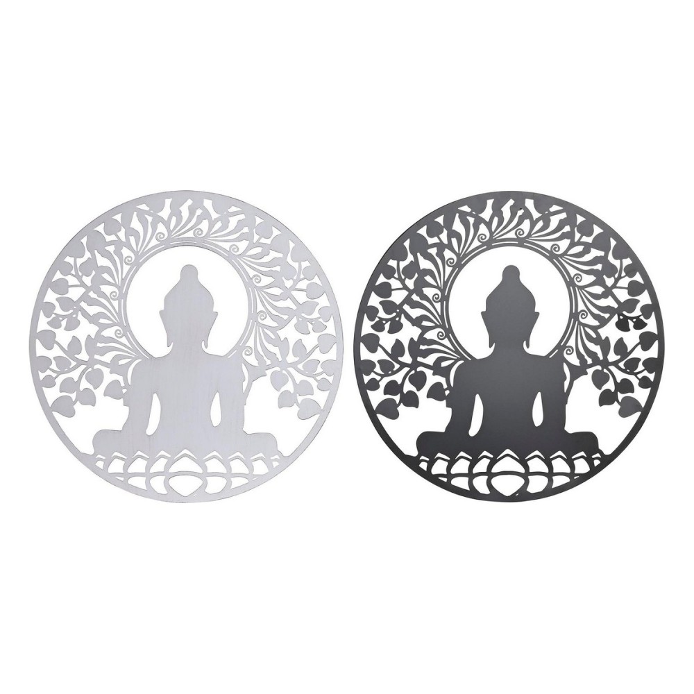 Décoration murale DKD Home Decor Métal Buda (2 Unités) (60 x 1 x 60 cm)