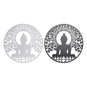 Décoration murale DKD Home Decor Métal Buda (2 Unités) (60 x 1 x 60 cm)