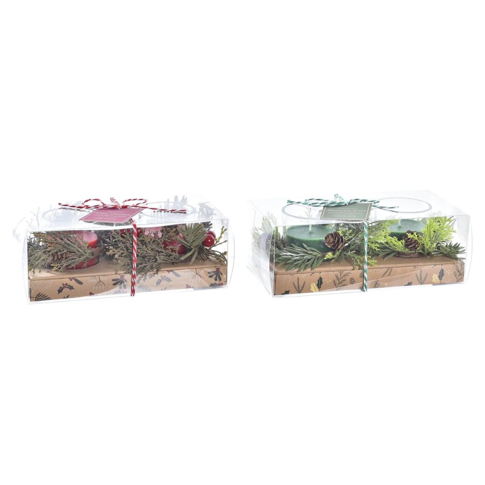 Ensemble de Bougies DKD Home Decor Noël (5,5 x 5,5 x 6 cm) (2 Unités)