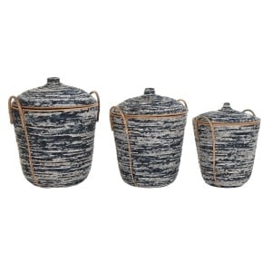 Set de basket DKD Home Decor Blanc Noir Naturel