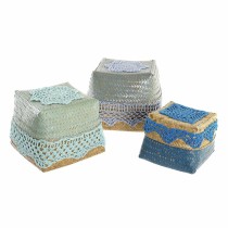 Set dekorativer Karten DKD Home Decor Blau türkis natürlich Hellgrau Bambus Boho