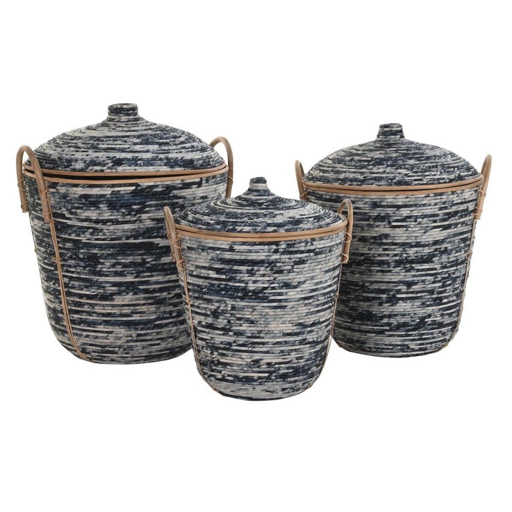 Set de basket DKD Home Decor Blanc Noir Naturel
