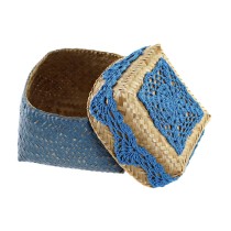 Set de boîtes décoratives DKD Home Decor Bleu Turquoise Naturel Gris clair Bambou Boho