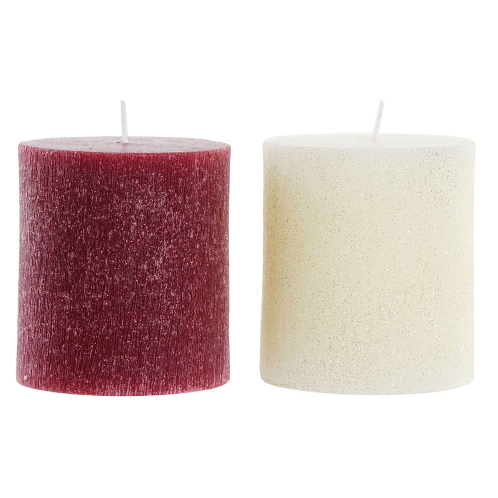 Kerze DKD Home Decor Weihnachten (9 x 9 x 10 cm) (2 Stück)