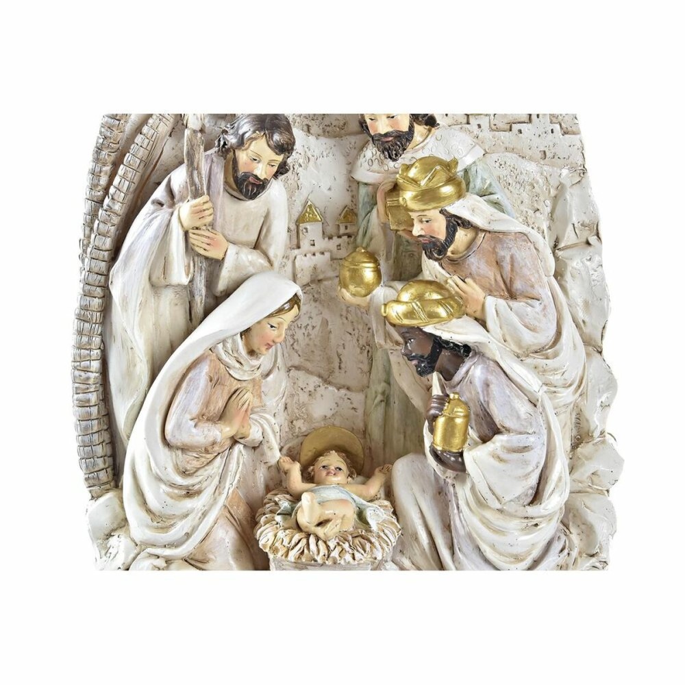 Crèche de Noël DKD Home Decor Doré Crème Résine Multicouleur (18 x 9 x 25,5 cm) (2 Unités)
