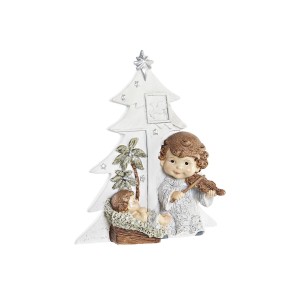 Weihnachtskrippe DKD Home Decor Silberfarben Braun Weiß Harz (13,6 x 5,2 x 15,9 cm)