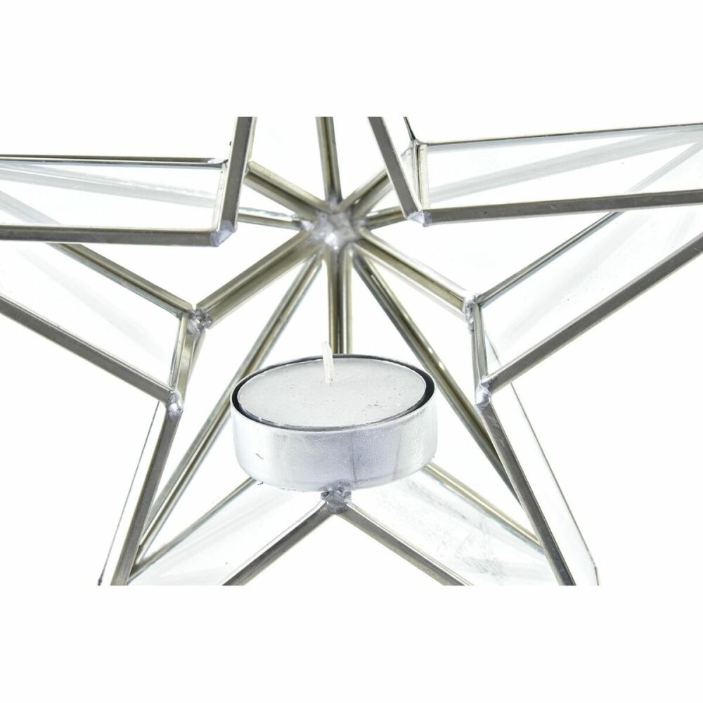Bougeoirs de Noël DKD Home Decor Doré Argenté Étoile 16 x 8 x 16 cm (2 Unités)