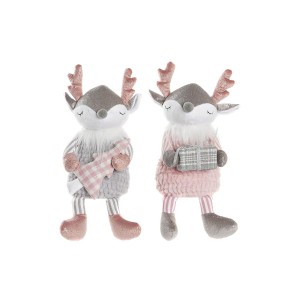 Deko-Figur DKD Home Decor Weihnachten Tier Polyester Hirsch (14 x 17 x 28 cm) (2 Stück)