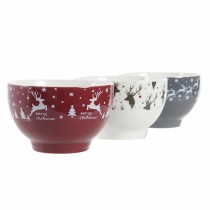 Set of bowls DKD Home Decor White Red Grey Porcelain 500 ml 13 x 13 x 8 cm (3 Units)