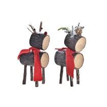Deko-Figur DKD Home Decor Weihnachten Glitzernd Rentier Birke (10 x 9 x 23 cm) (2 Stück)