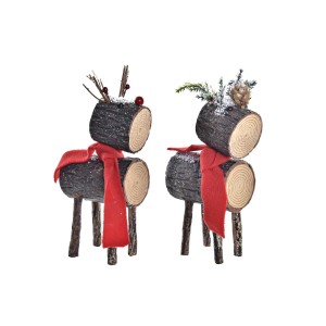 Deko-Figur DKD Home Decor Weihnachten Glitzernd Rentier Birke (10 x 9 x 23 cm) (2 Stück)