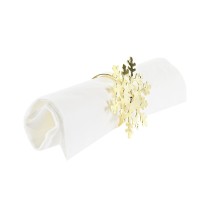 Serviettenring DKD Home Decor Satz Silberfarben Gold Metall Schneeflocken (5 x 5 x 17 cm) (2 Stück) (4 Stück)